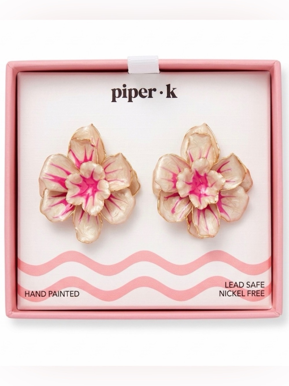 NWT ⚜️🌸⚜️ Piper K Hand Painted Floral Stud Earrings